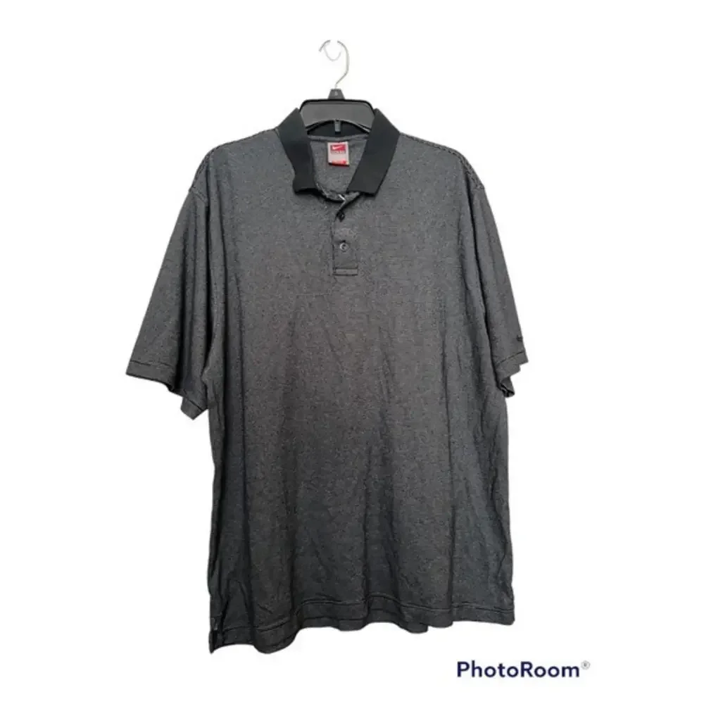 Nike polo shirt black and gray striped‎ size L